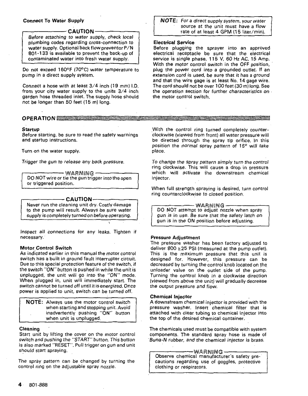 Graco Inc 800-094, 801-888 manual ~A~~~~~~, Operation 