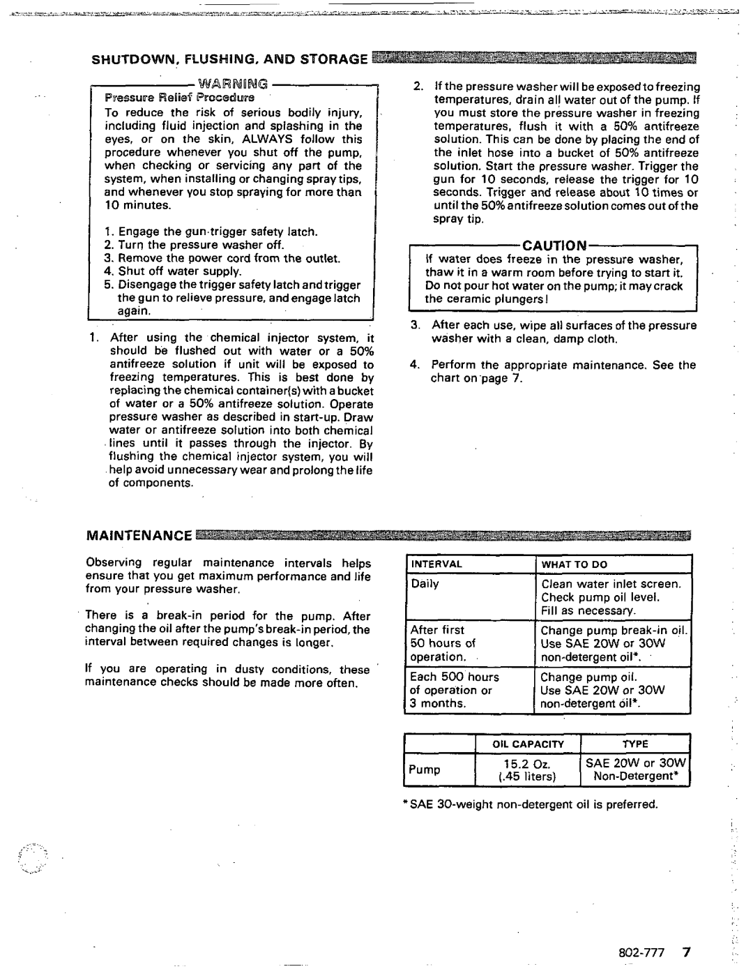 Graco Inc 802-777, 800-233 manual Maintenance, ~~~~U~~ 