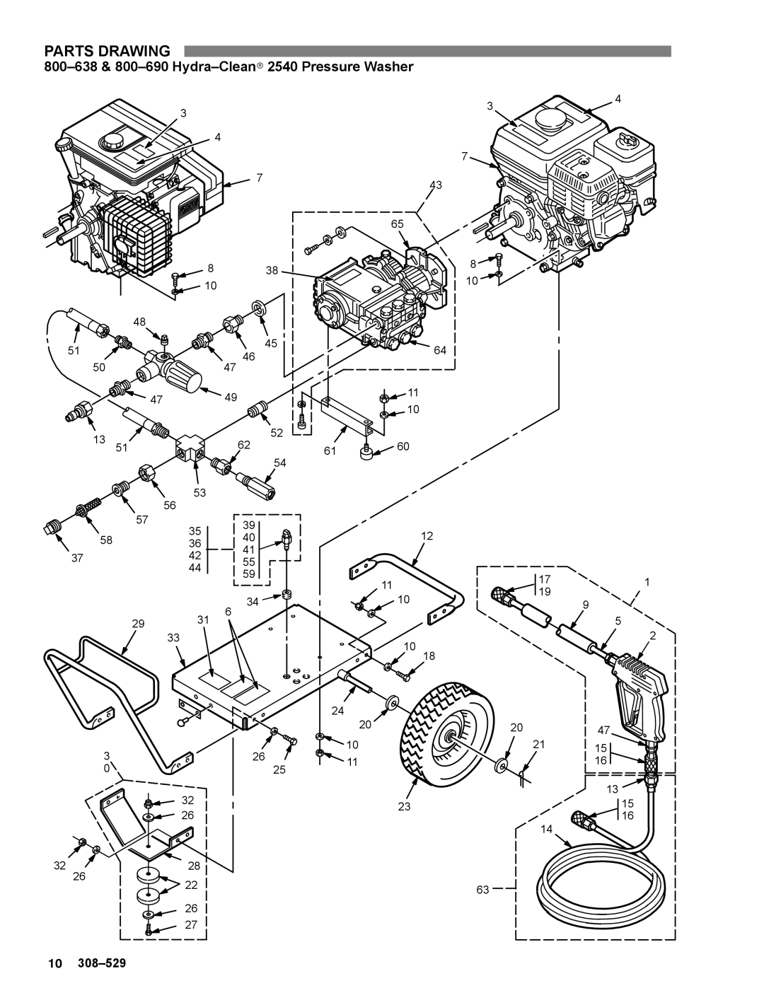 Graco Inc 308-529, 800-638, 800-639, 800-690, 3040, 2540 manual Parts Drawing 