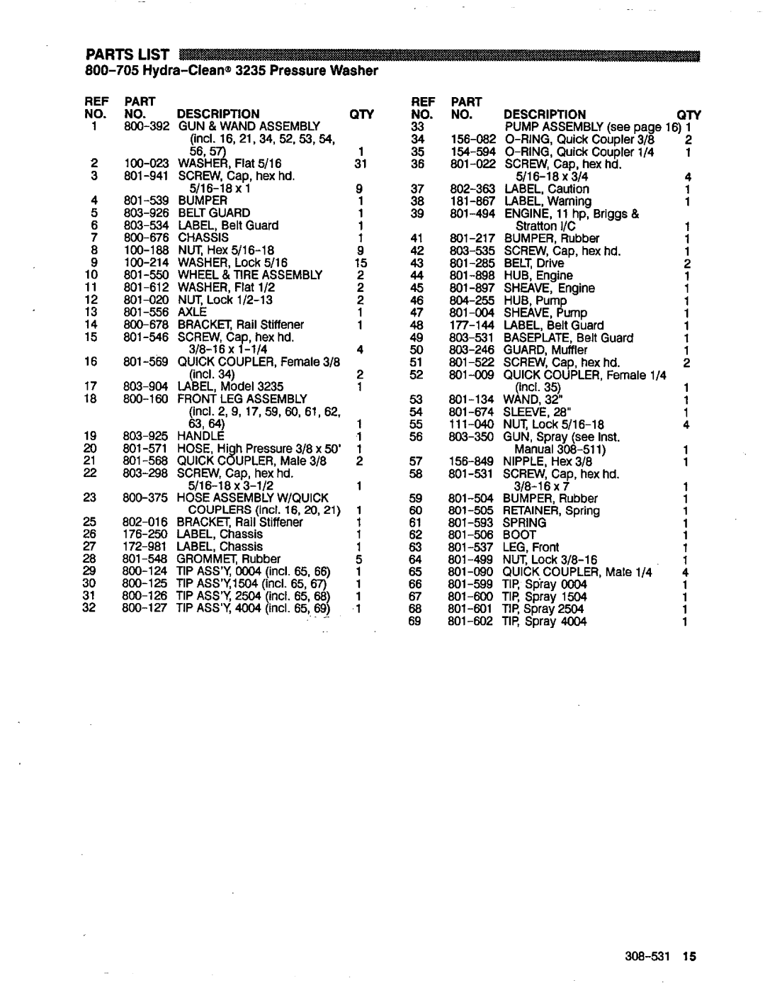 Graco Inc 2545, 800-703, 800-701, 800-702, 800-704, 800-705, 3235, 308-531 manual Spring 