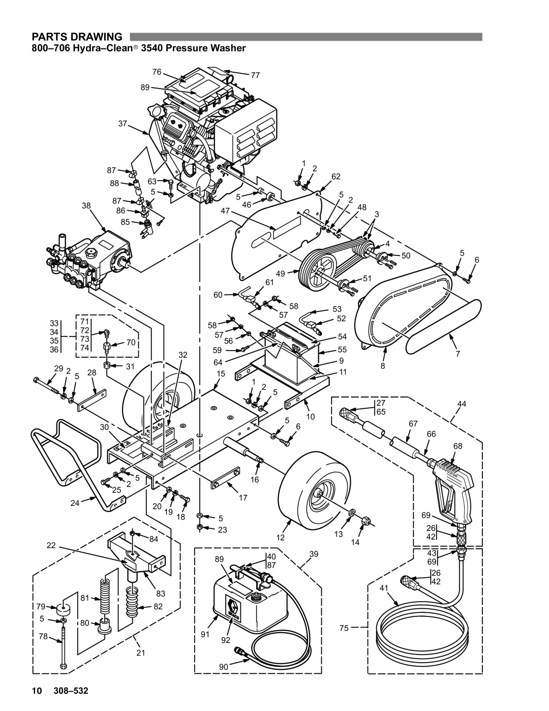 Graco Inc 800-706, 800-707, 308-532 manual Parts Drawing, Hydra-Cleanr3540 Pressure Washer 