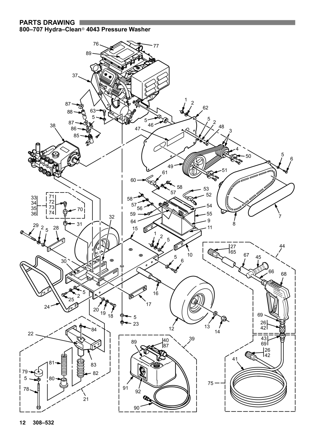 Graco Inc 800-707, 800-706, 308-532 manual Hydra-Cleanr4043 Pressure Washer 