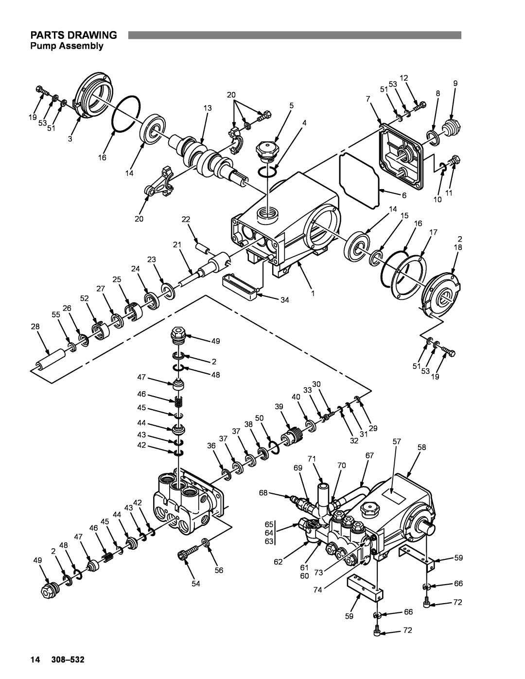 Graco Inc 308-532, 800-707, 800-706 manual Pump Assembly, Parts Drawing 