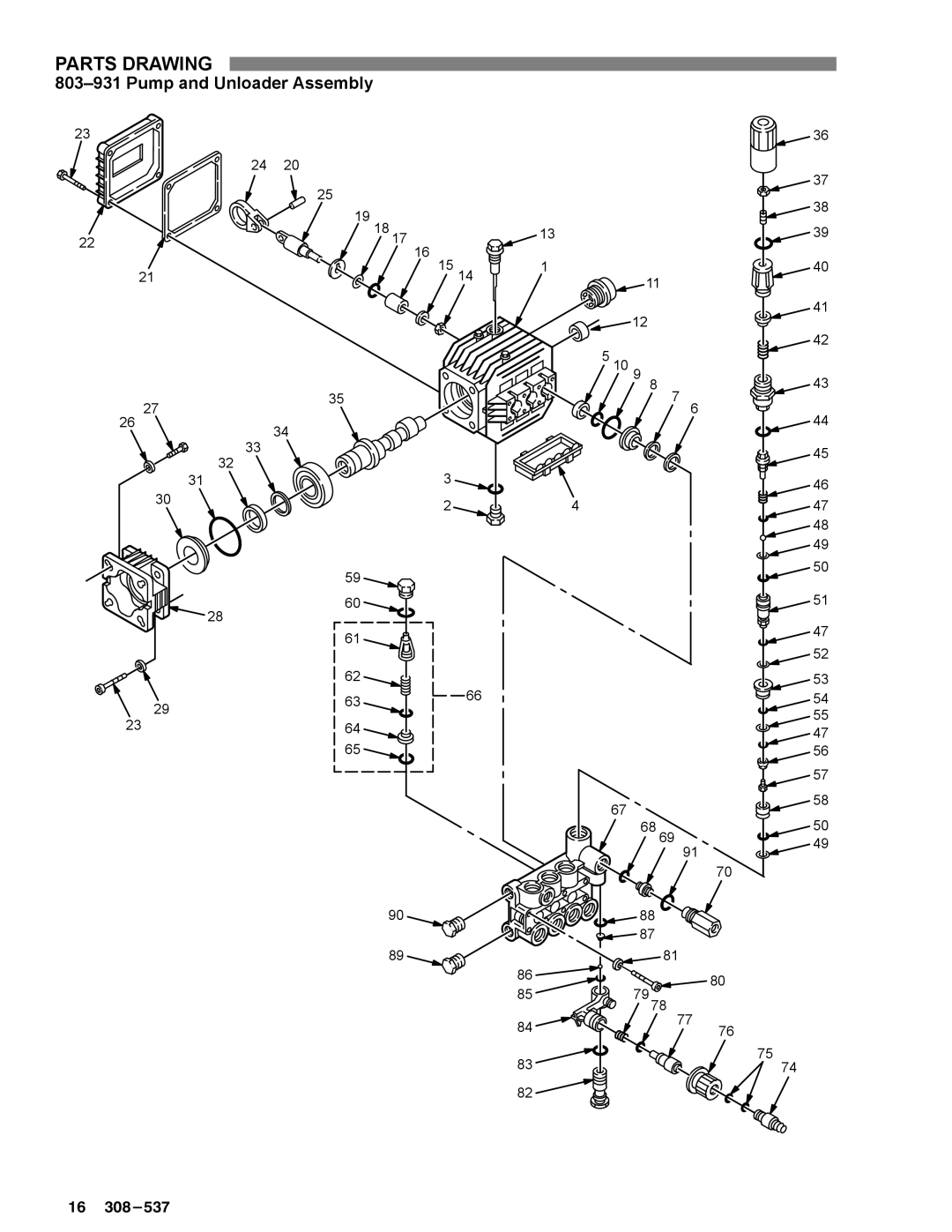 Graco Inc 800-654, 800-717, 800-682, 308-537, 2340, 1530, 1026 manual Pump and Unloader Assembly 