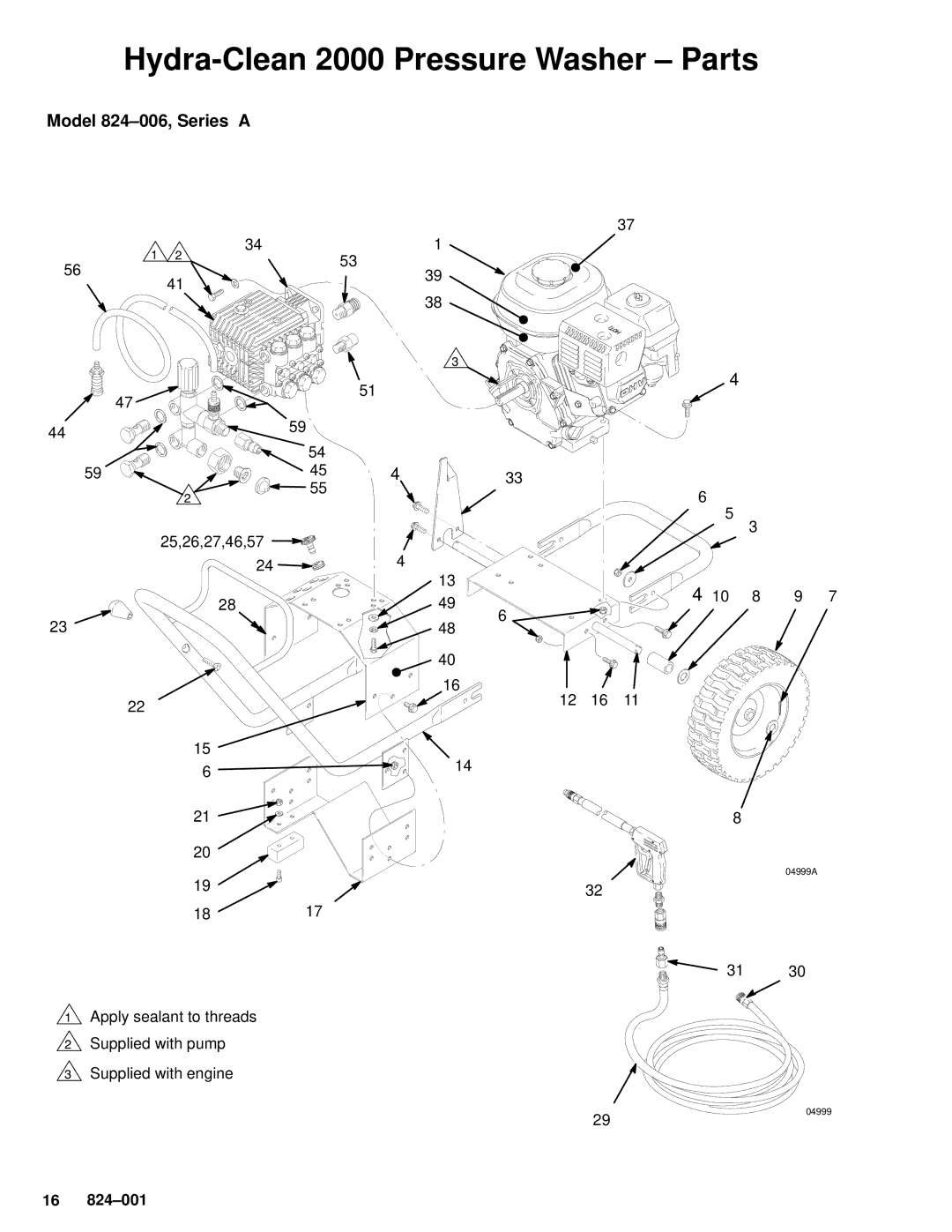 Graco Inc 824-007, 824-006, 824-001, 2800 owner manual Model 824±006, Series a, 16 824±001 