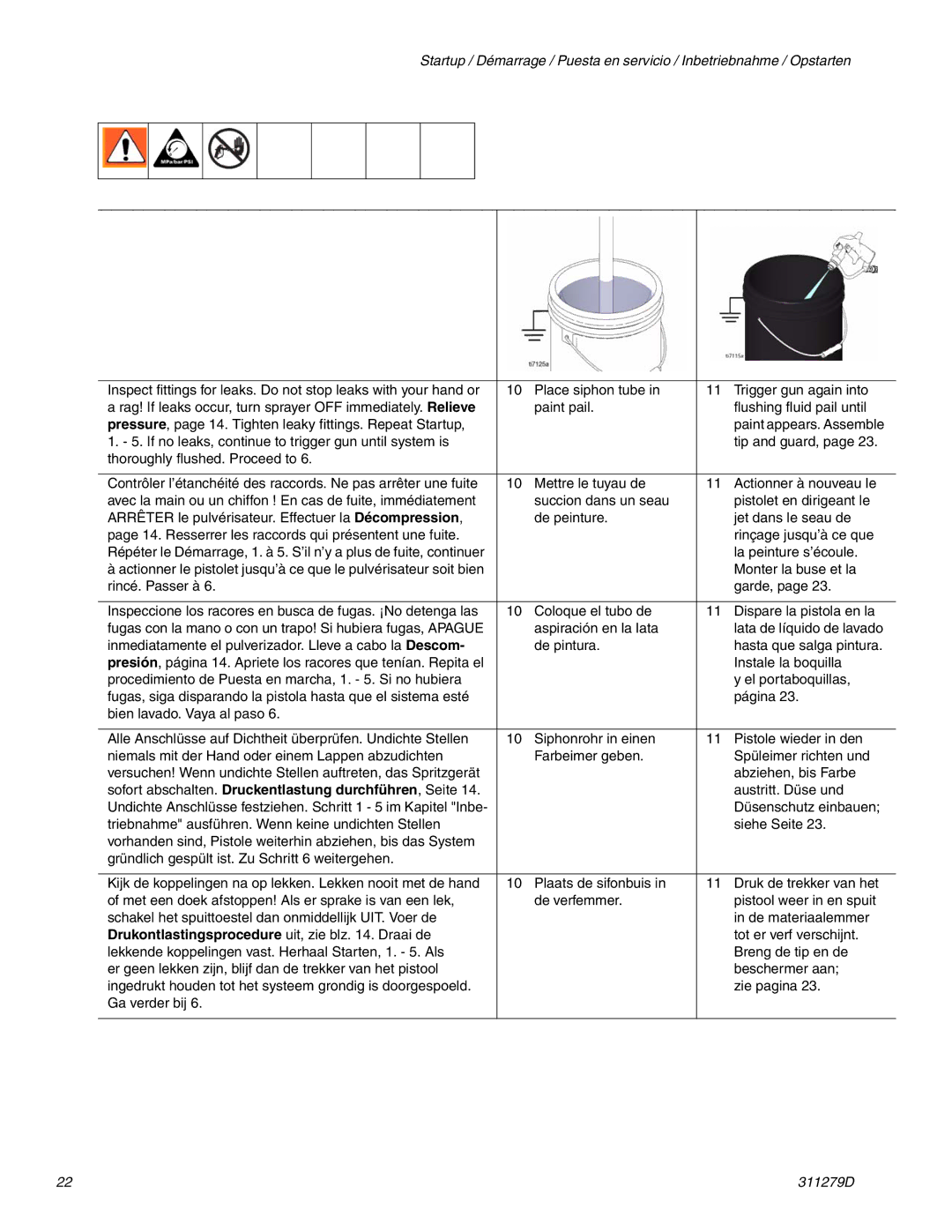 Graco Inc 833, 311279D important safety instructions La peinture s’écoule 