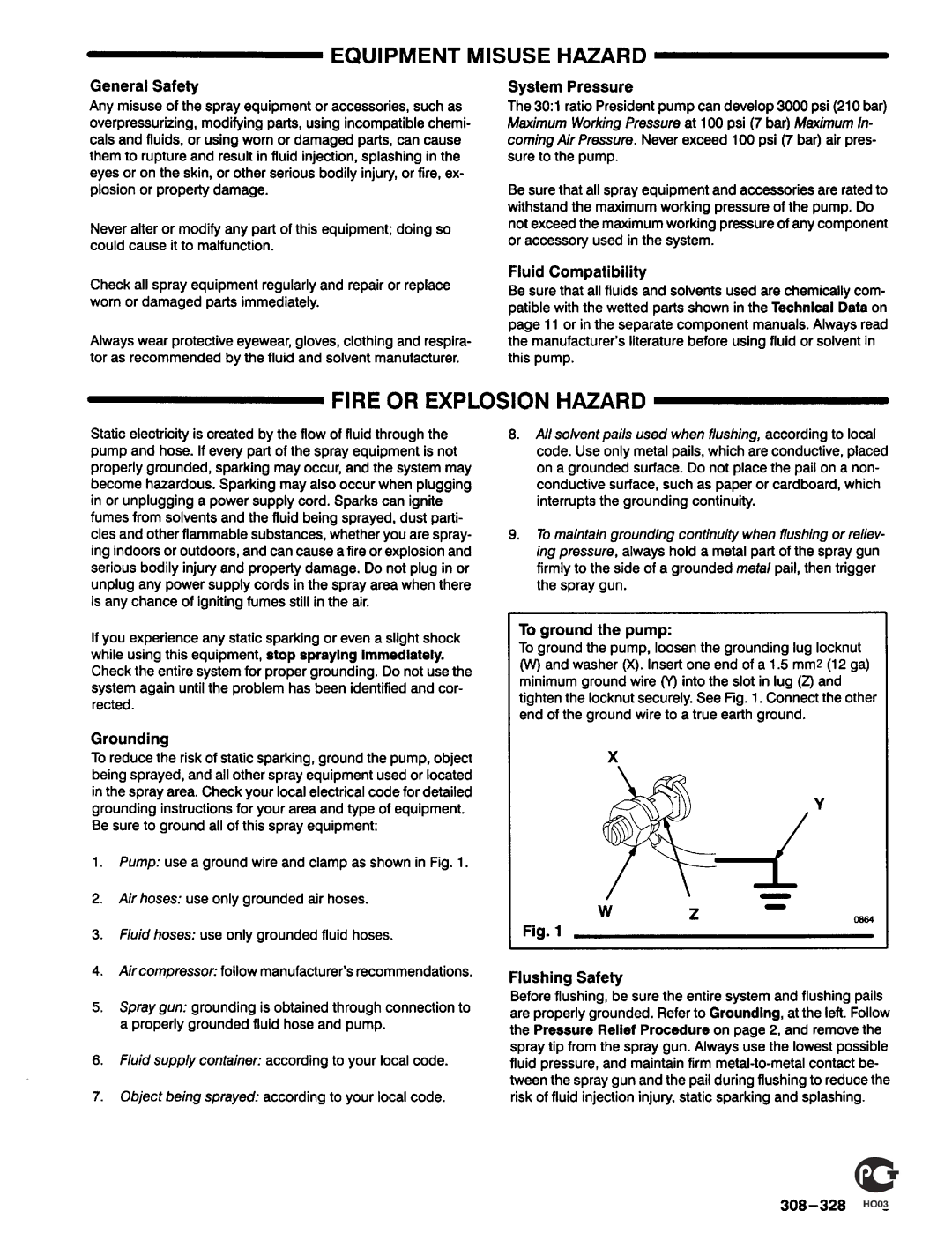 Graco Inc 965-272, 308-328, President manual 