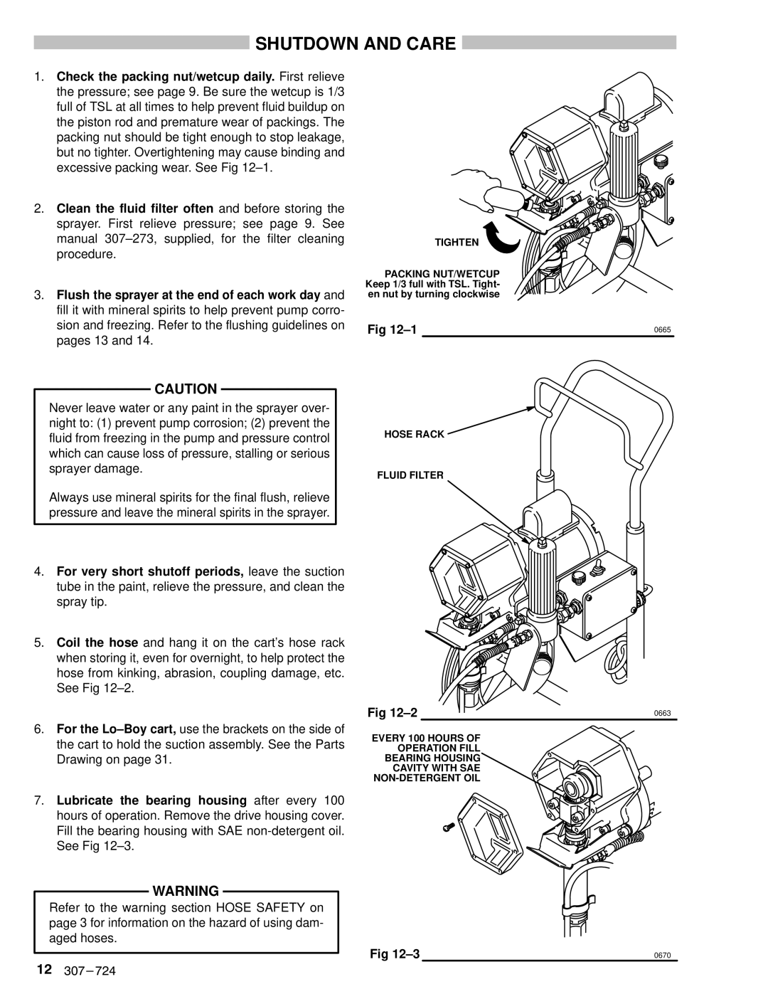 Graco Inc EM390 instruction manual Shutdown and Care 