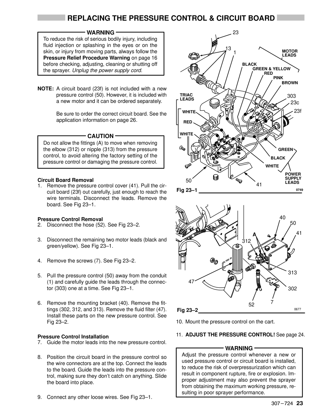 Graco Inc EM390 Replacing the Pressure Control & Circuit Board, Circuit Board Removal, Pressure Control Removal 