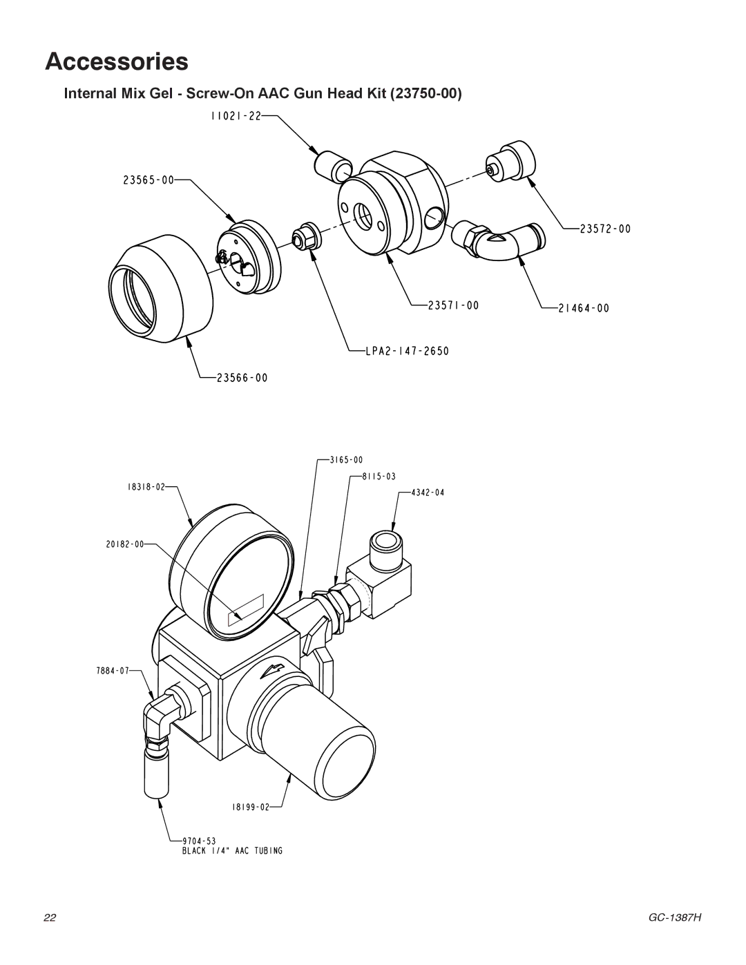 Graco Inc GC-1387J important safety instructions Internal Mix Gel Screw-On AAC Gun Head Kit 