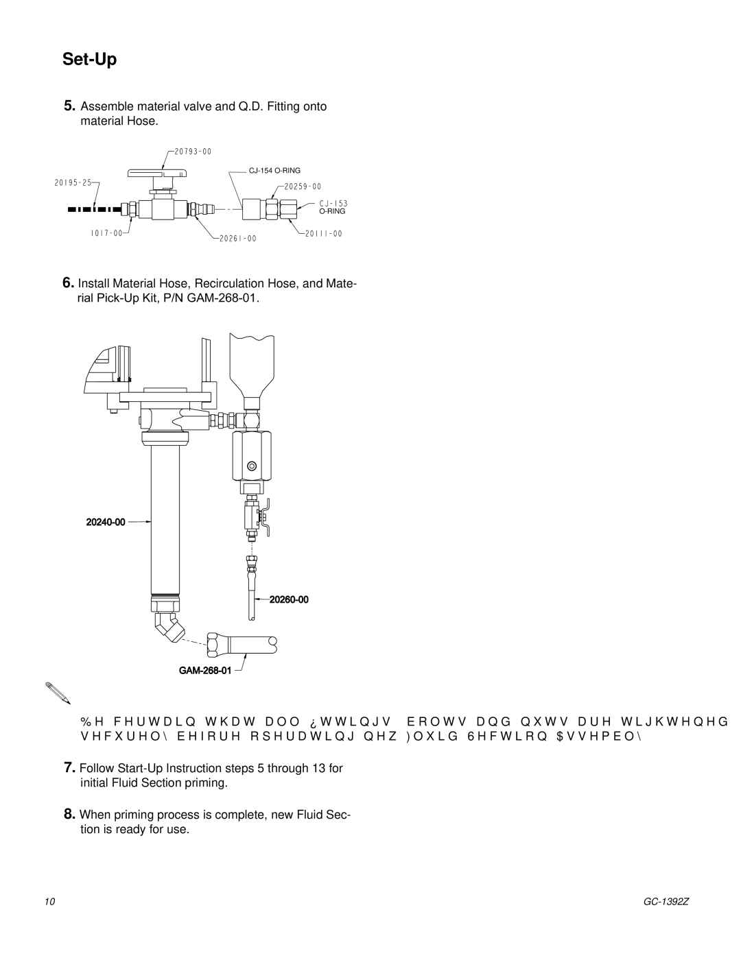 Graco Inc GC-1392 Z important safety instructions Assemble material valve and Q.D. Fitting onto material Hose 