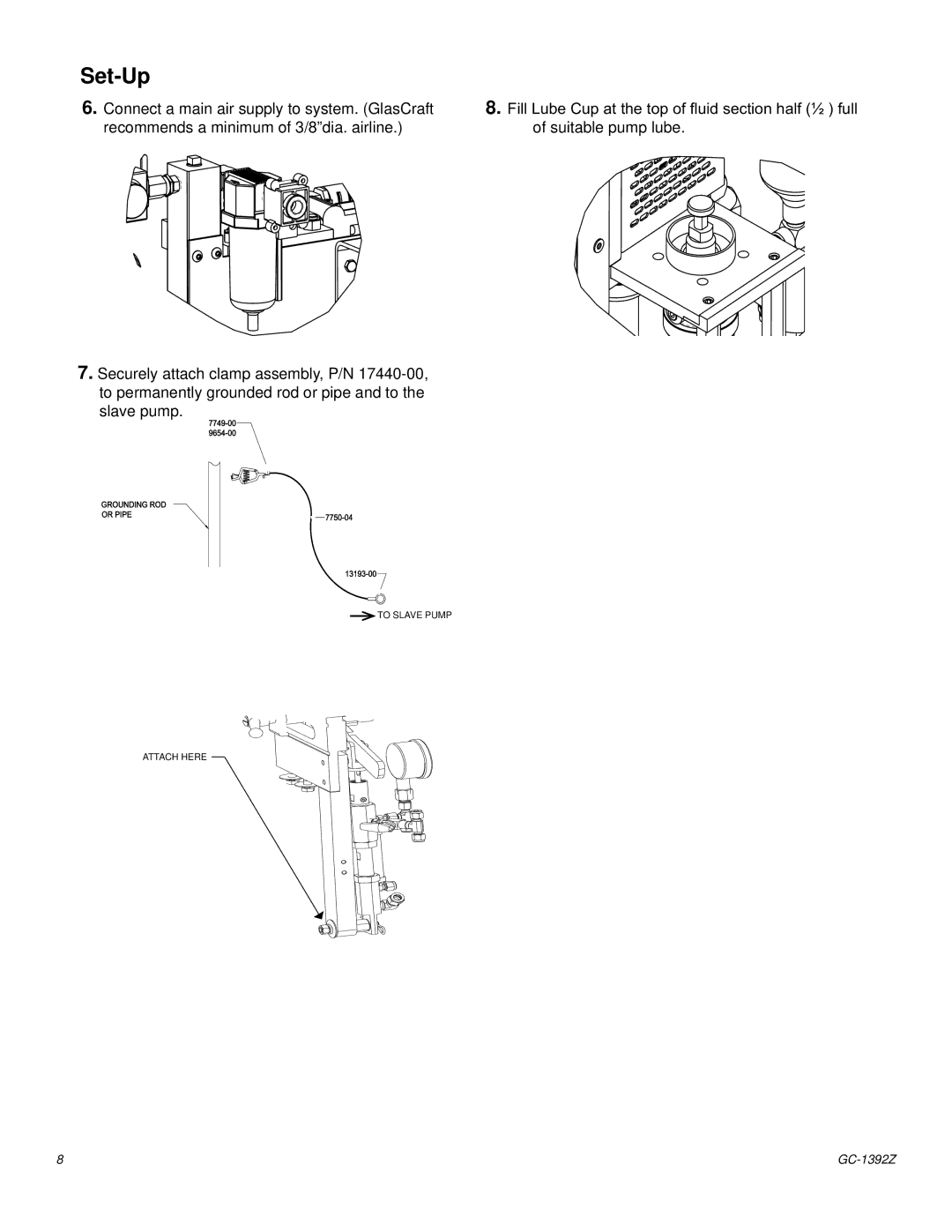 Graco Inc GC-1392 Z important safety instructions Connect a main air supply to system. GlasCraft 