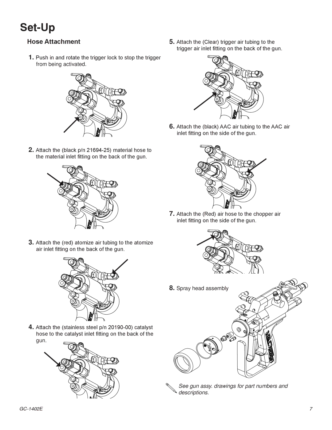 Graco Inc GC-1402E, GC-1402F important safety instructions Set-Up, Hose Attachment 