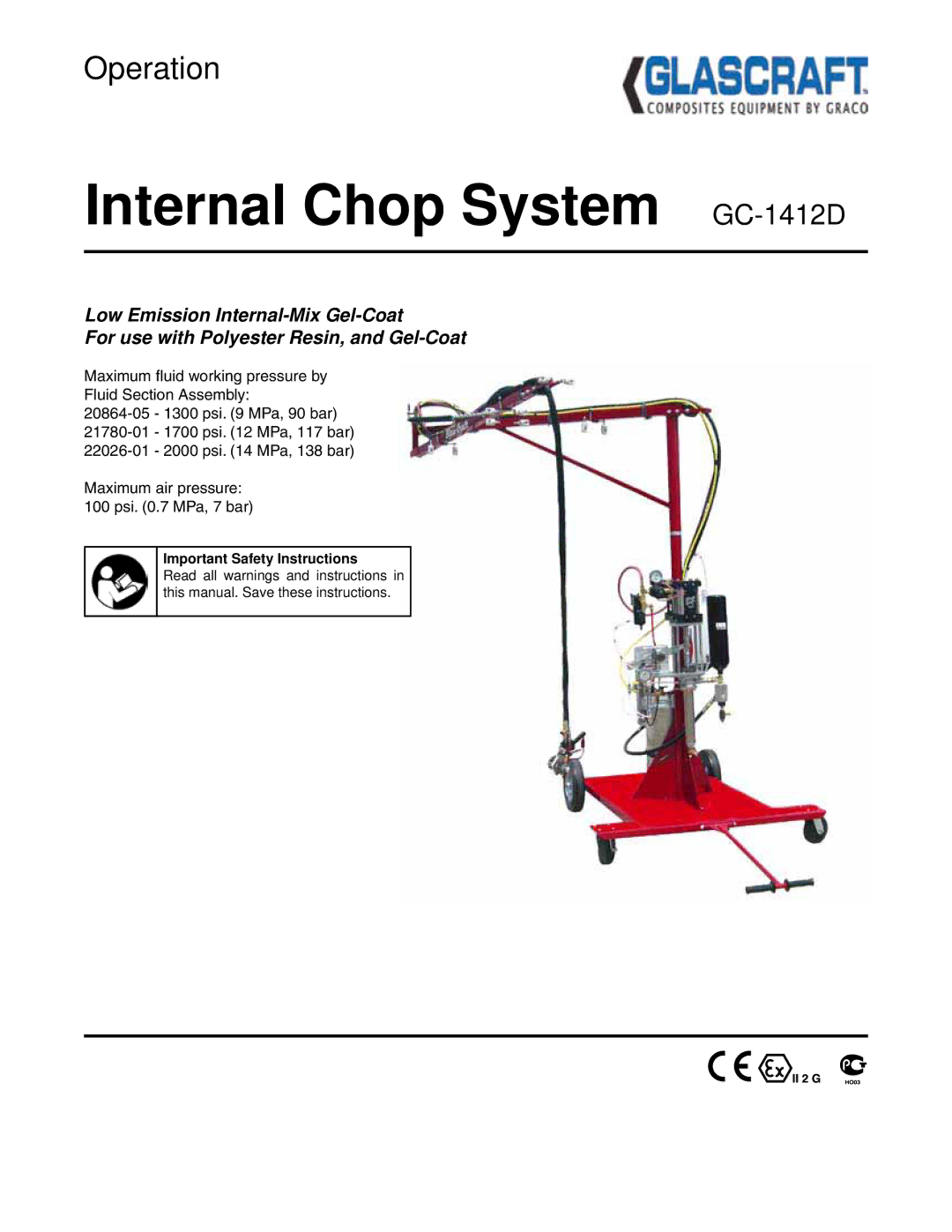 Graco Inc important safety instructions Internal Chop System GC-1412D 