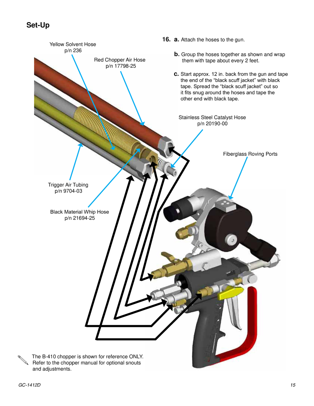 Graco Inc GC-1412 important safety instructions 16. a. Attach the hoses to the gun 