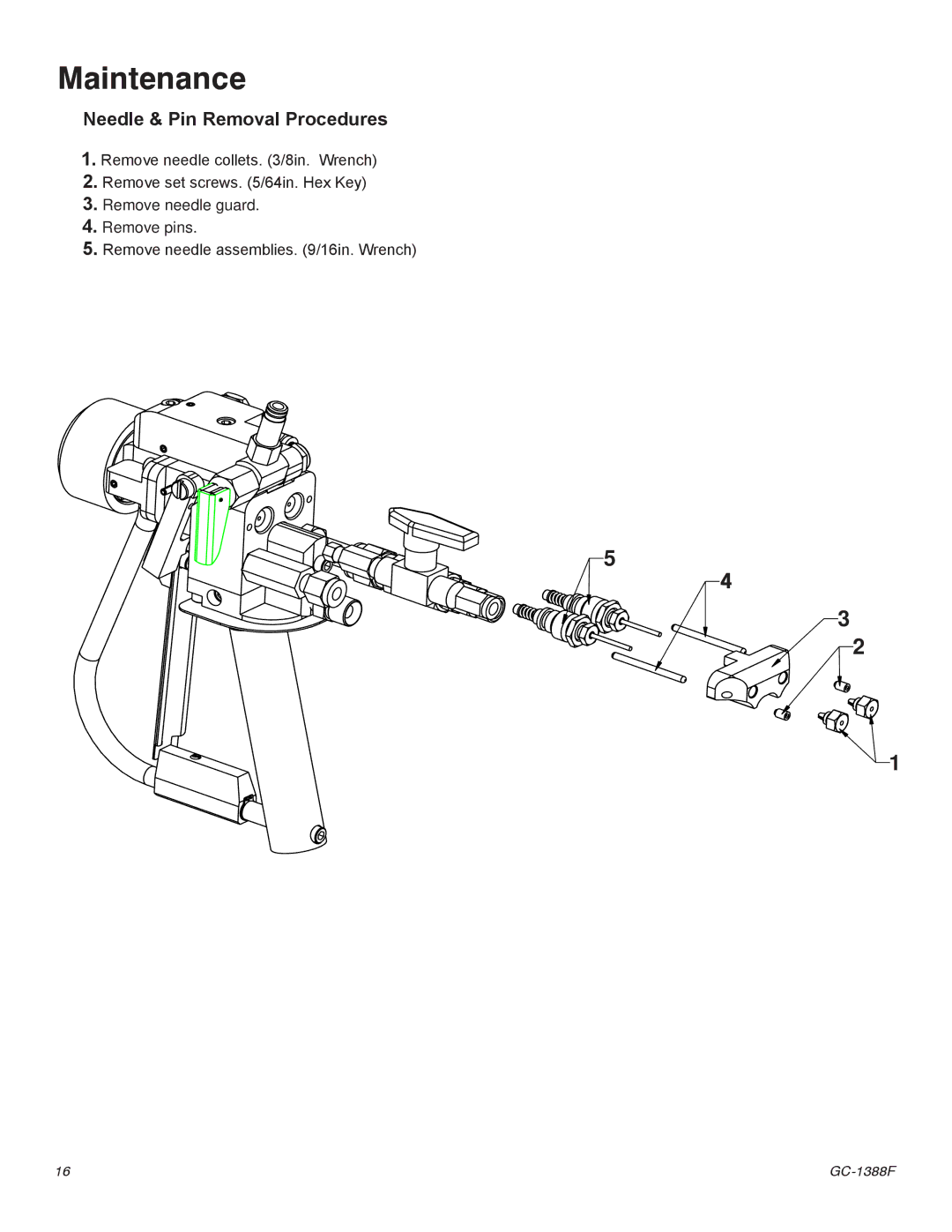 Graco Inc Indy-X Chop, GC-1388G important safety instructions Needle & Pin Removal Procedures 