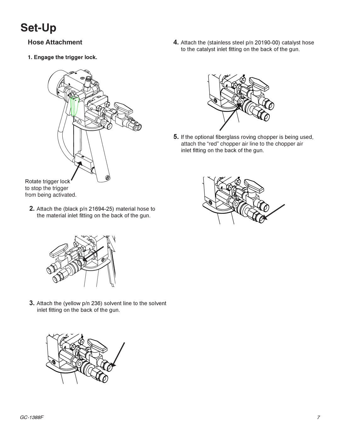 Graco Inc GC-1388G, Indy-X Chop important safety instructions Set-Up, Hose Attachment 