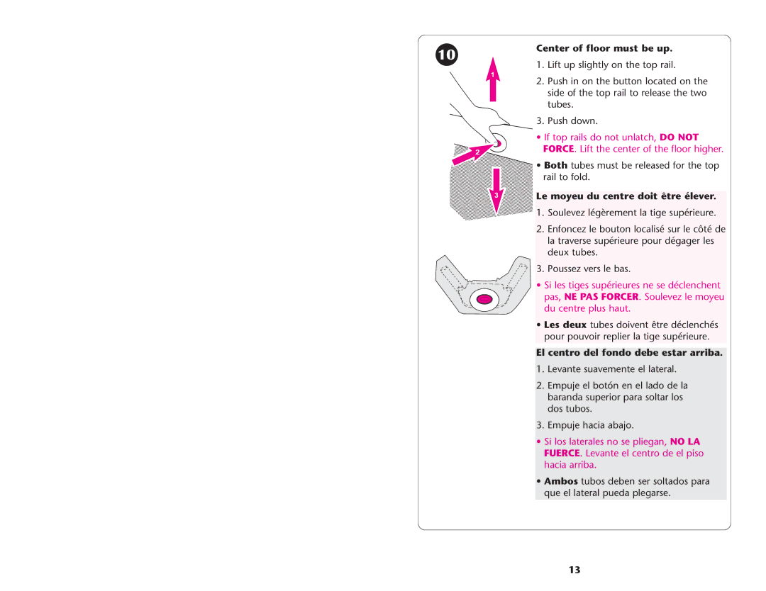 Graco Inc ISPP072AA 07/0632 manual Center of floor must be up, Le moyeu du centre doit être élever 