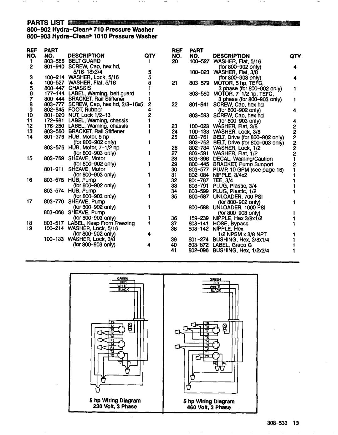 Graco Inc 800-904, Serles A, 800-903, 800-902, 800-905, 720, 308-533, 710, 1020, 1010 manual Parts List, 803-560, 803-579 