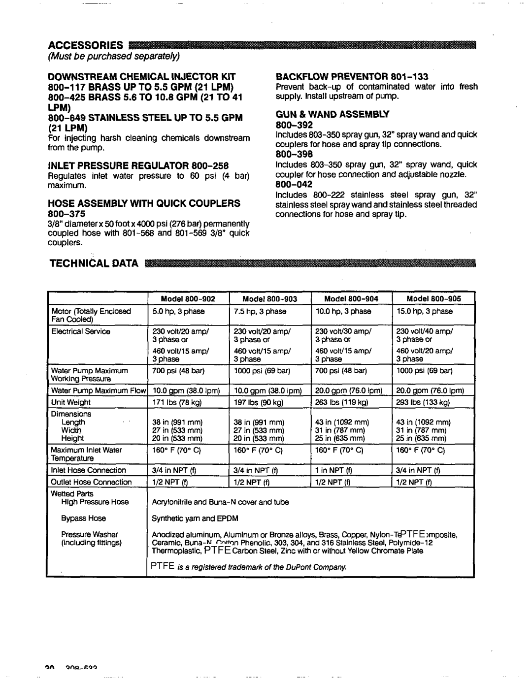 Graco Inc Serles A, 800-903, 800-902, 800-904, 800-905, 720, 308-533, 710, 1020, 1010 manual Accessories, Technical Data, 800-042 