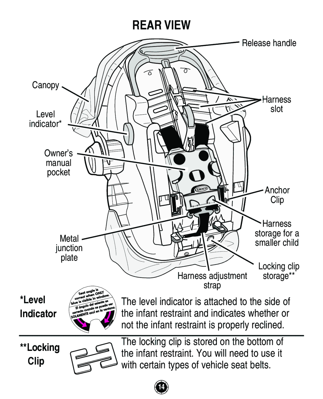 Graco Infant Restraint/Carrier manual Locking, Clip 