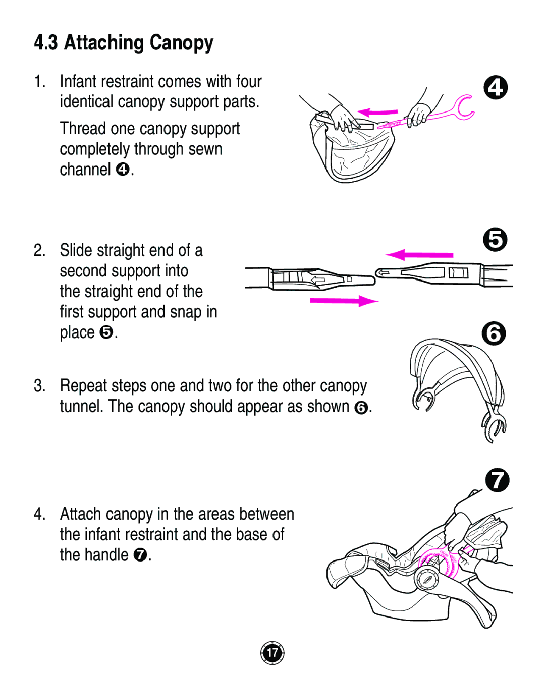 Graco Infant Restraint/Carrier manual Attaching Canopy 