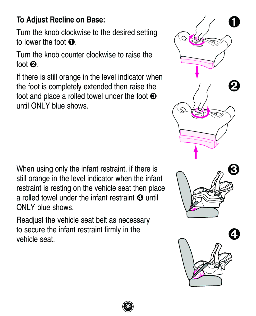 Graco Infant Restraint/Carrier manual To Adjust Recline on Base 