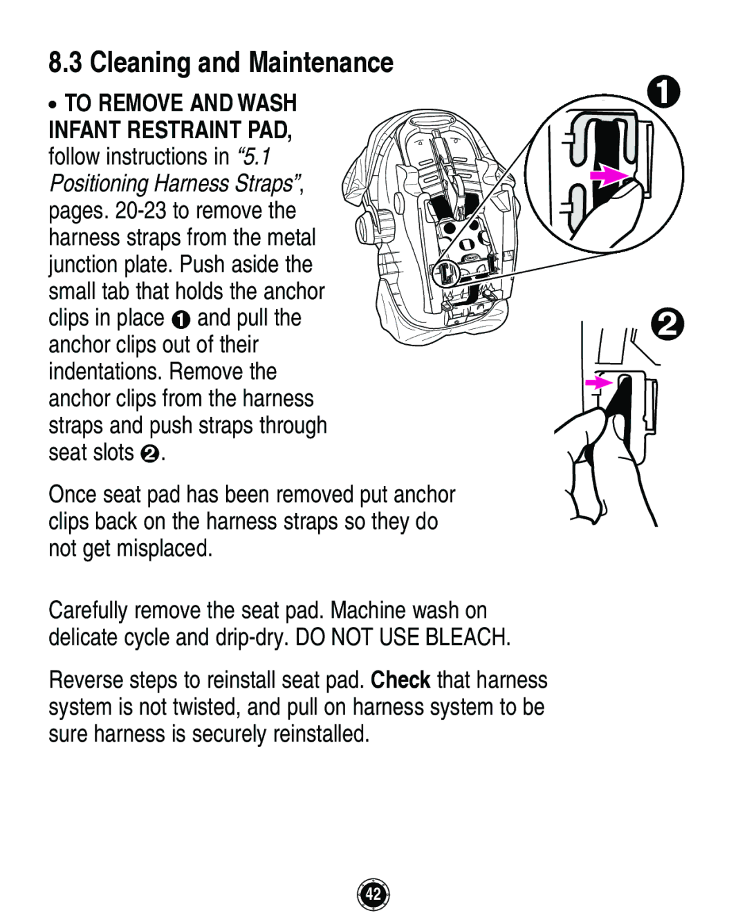 Graco Infant Restraint/Carrier manual Cleaning and Maintenance, To Remove and Wash 