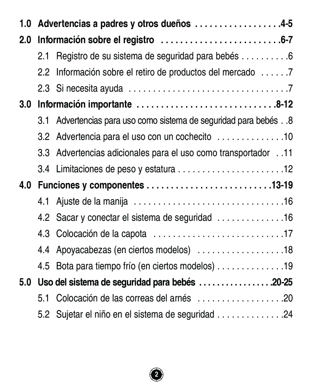 Graco Infant Restraint/Carrier manual Información importante 