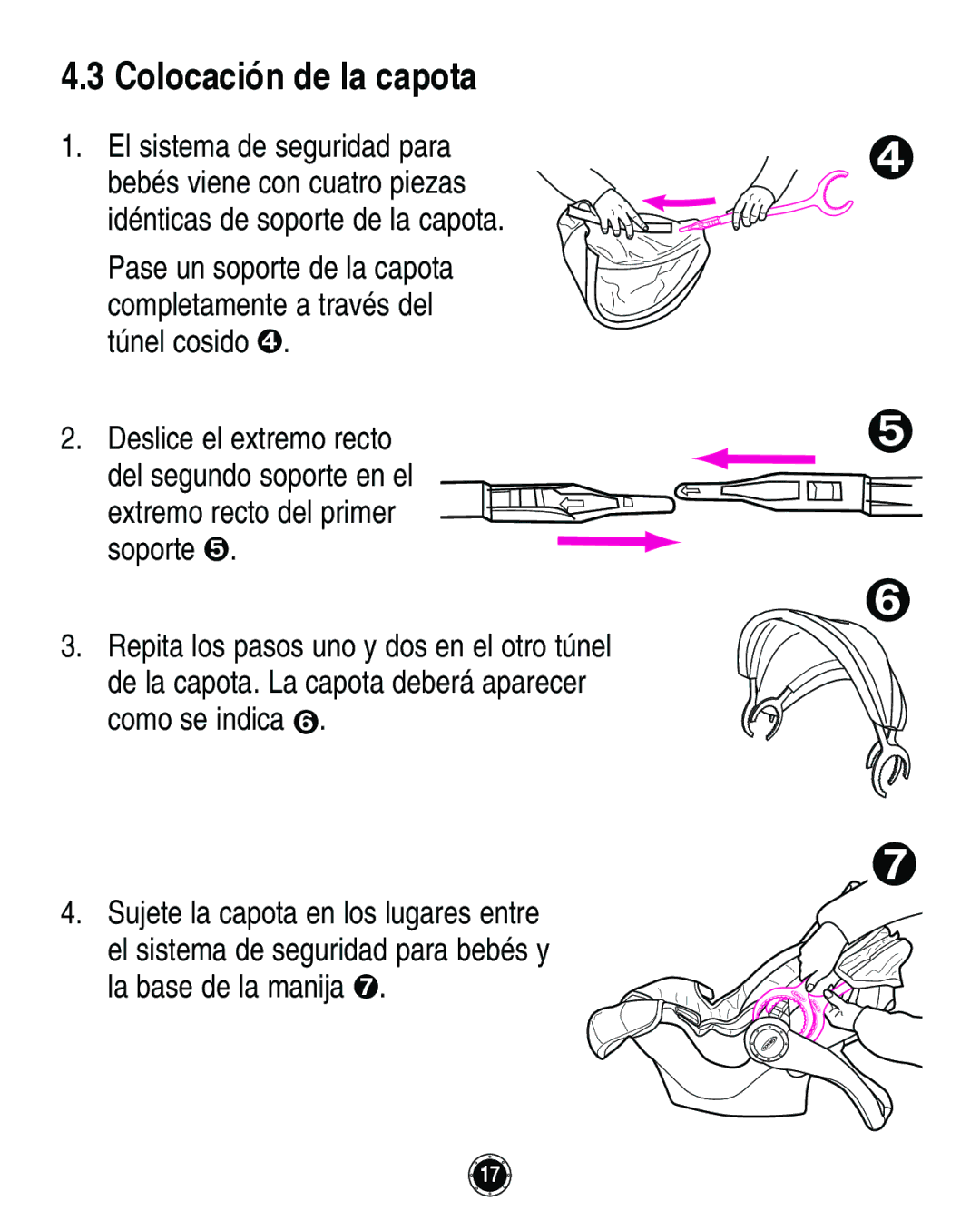 Graco Infant Restraint/Carrier manual Colocación de la capota 