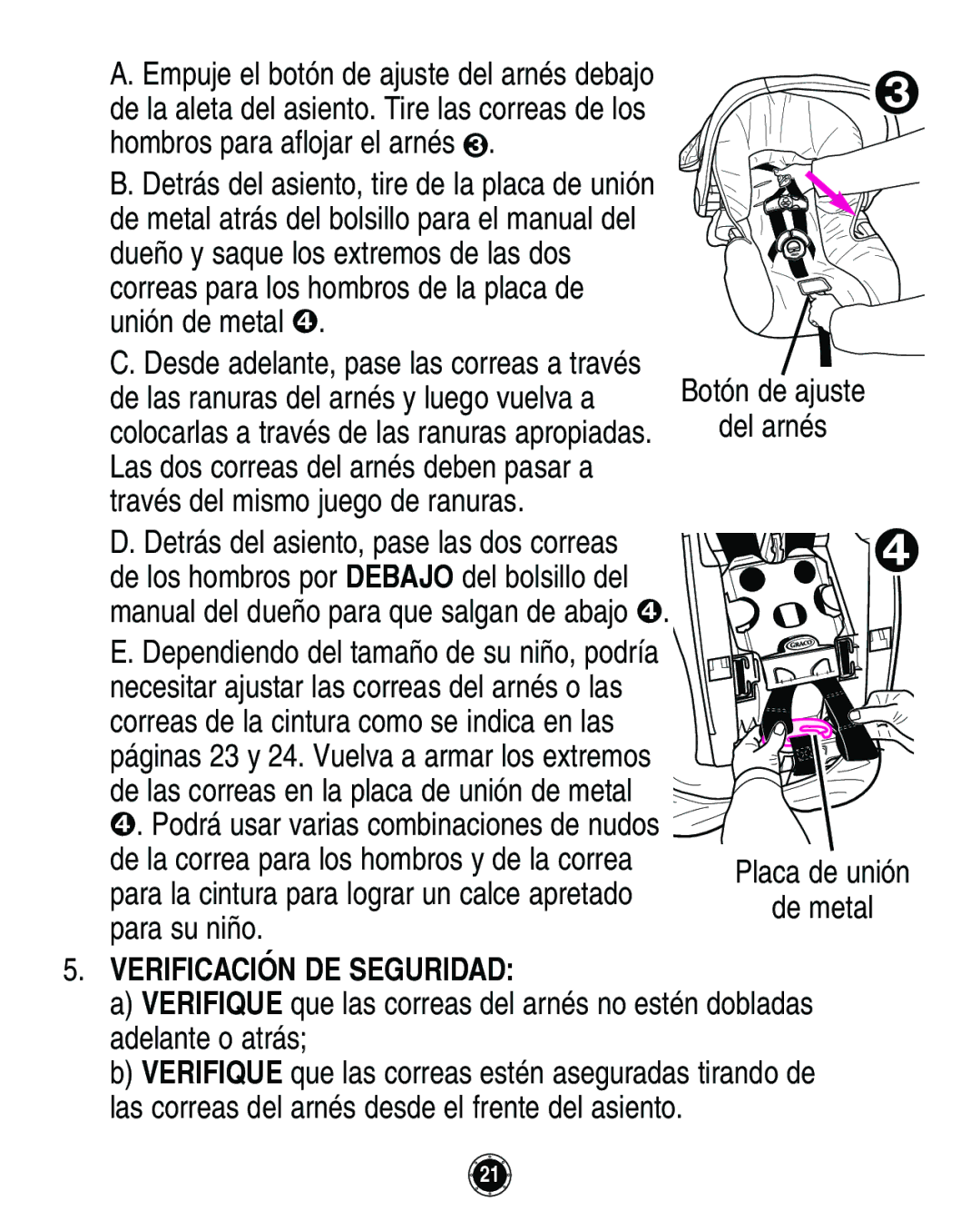 Graco Infant Restraint/Carrier manual Verificación DE Seguridad 