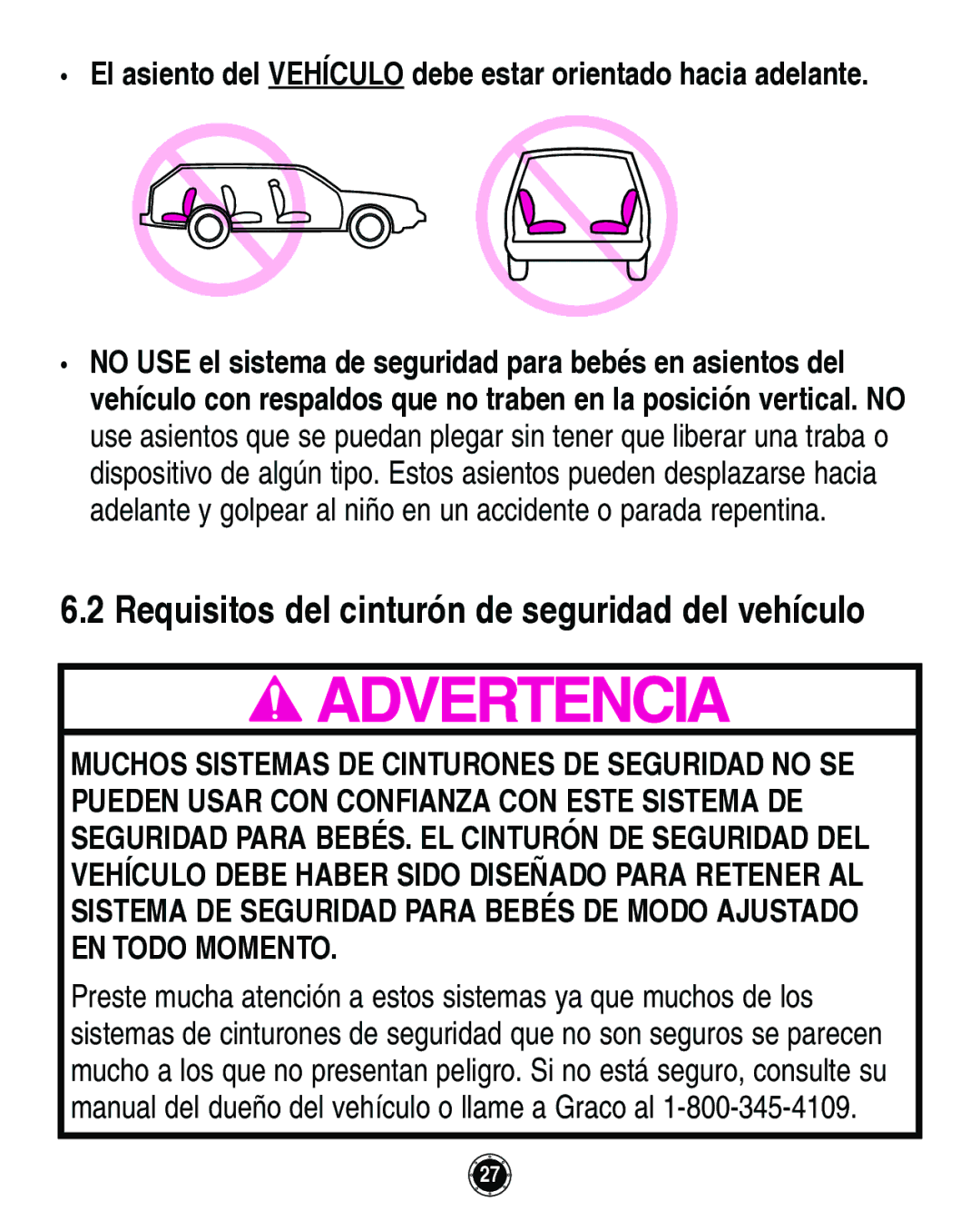 Graco Infant Restraint/Carrier manual Requisitos del cinturón de seguridad del vehículo 