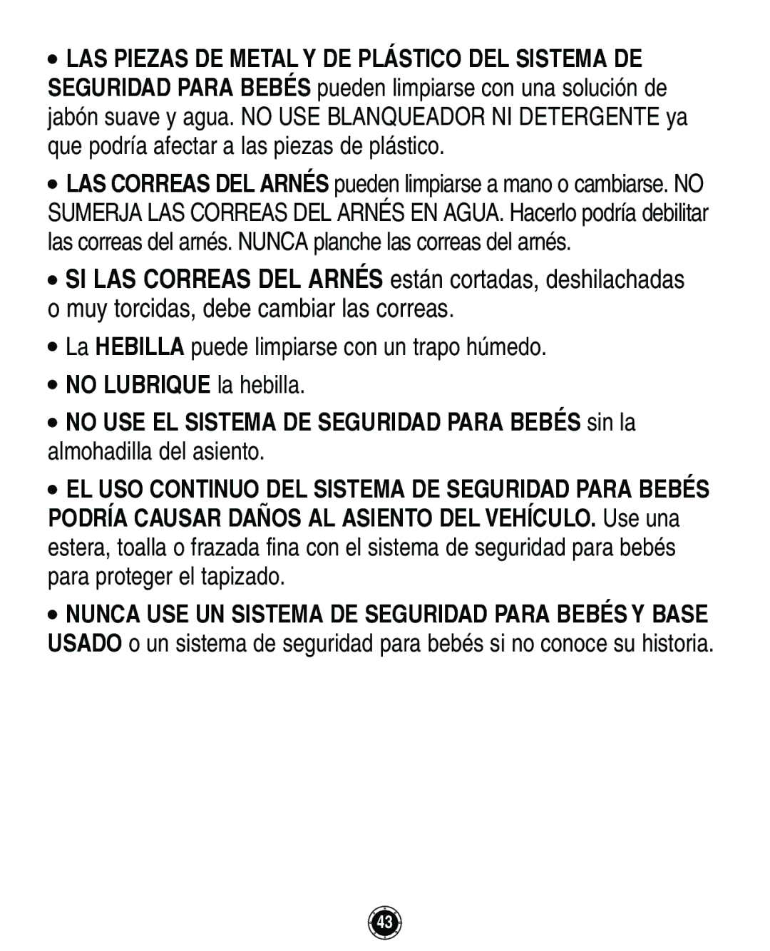 Graco Infant Restraint/Carrier manual La Hebilla puede limpiarse con un trapo húmedo 