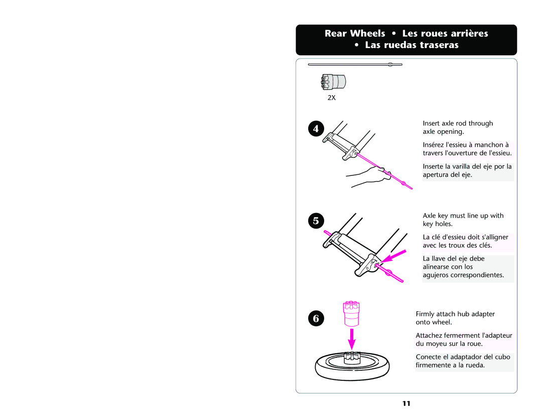 Graco ISPA001AC manual Rear Wheels Les roues arrières Las ruedas traseras 