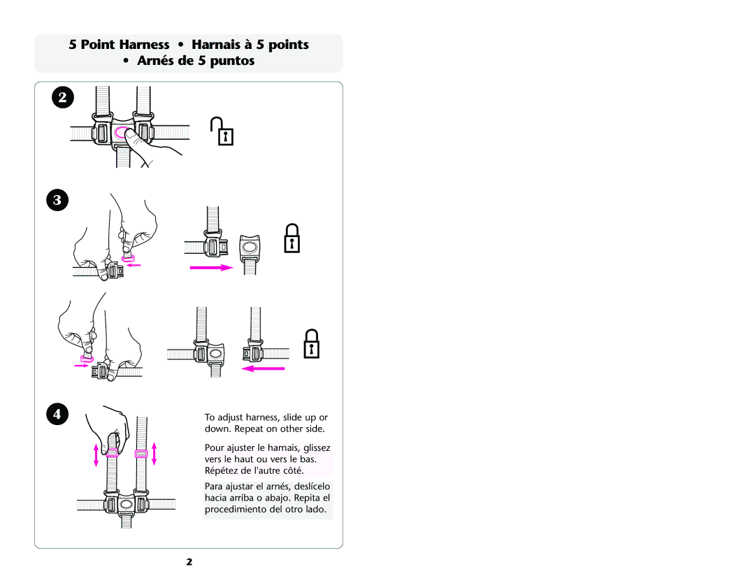 Graco ISPA001AC manual Point Harness Harnais à 5 points Arnés de 5 puntos 