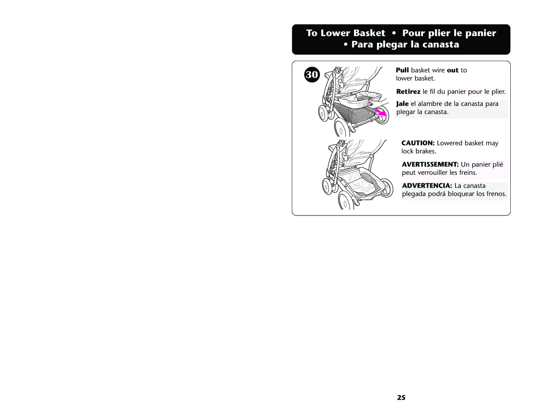 Graco ISPA001AC manual To Lower Basket Pour plier le panier Para plegar la canasta 