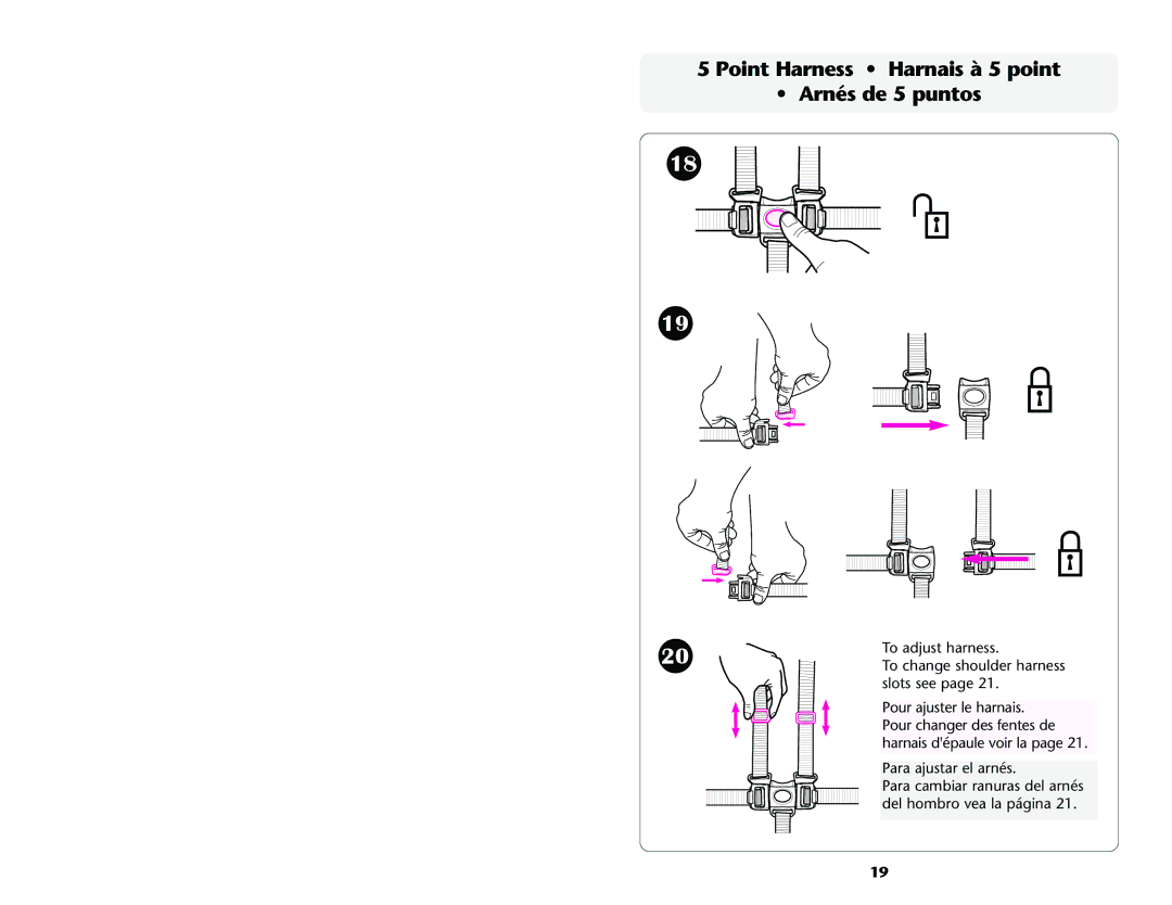 Graco ISPA001AE manual Point Harness Harnais à 5 point Arnés de 5 puntos 