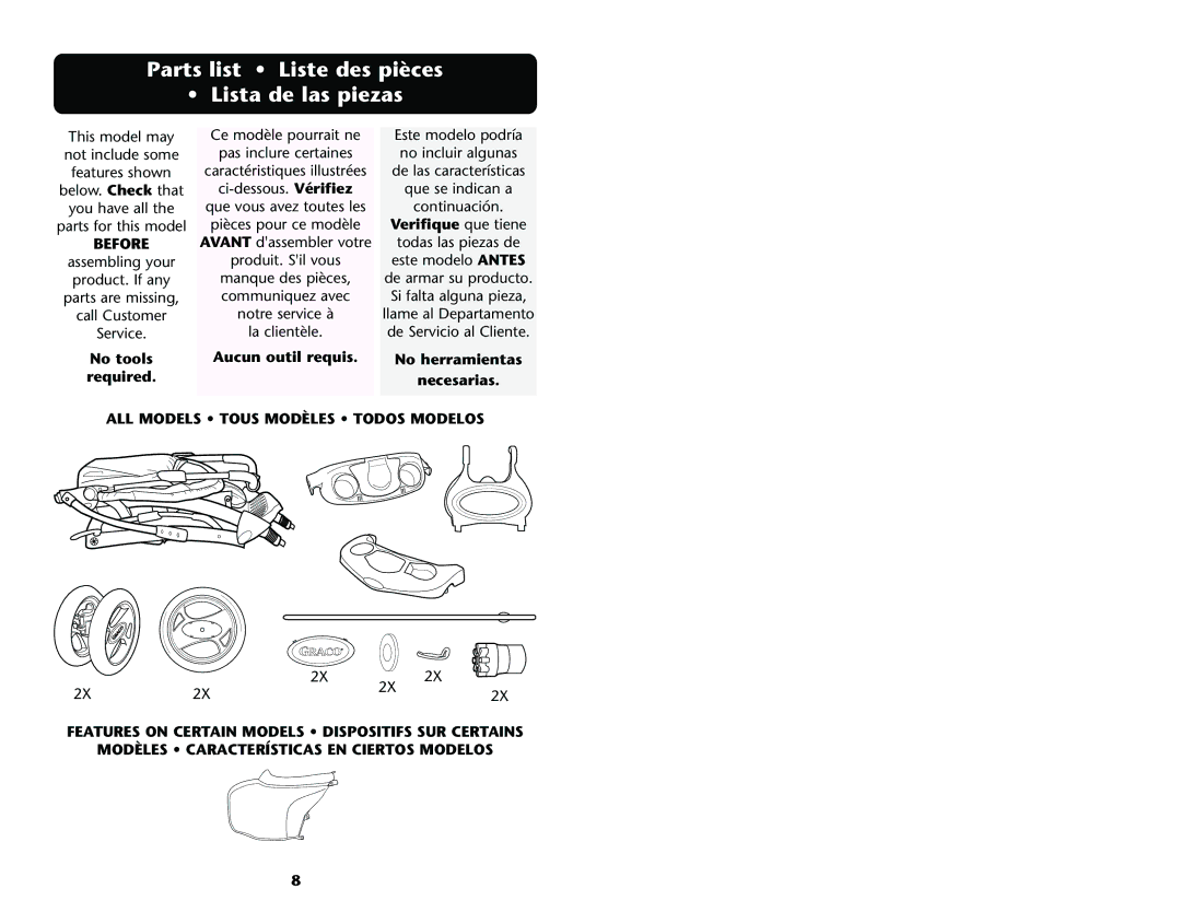 Graco ISPA001AE manual Parts list Liste des pièces Lista de las piezas, Verifique que tiene 