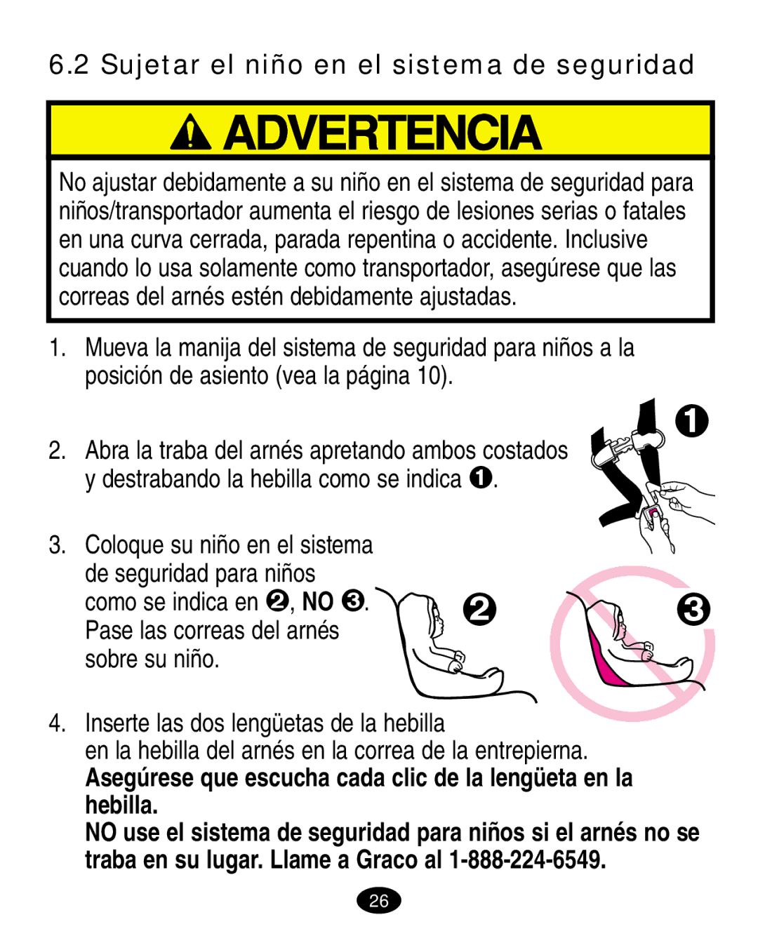 Graco ISPA003AA manual Sujetar el niño en el sistema de seguridad 