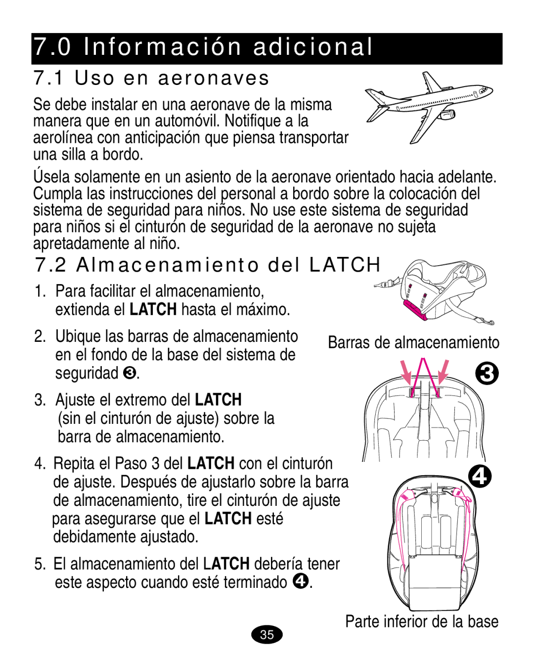 Graco ISPA003AA manual Información adicional, Uso en aeronaves 