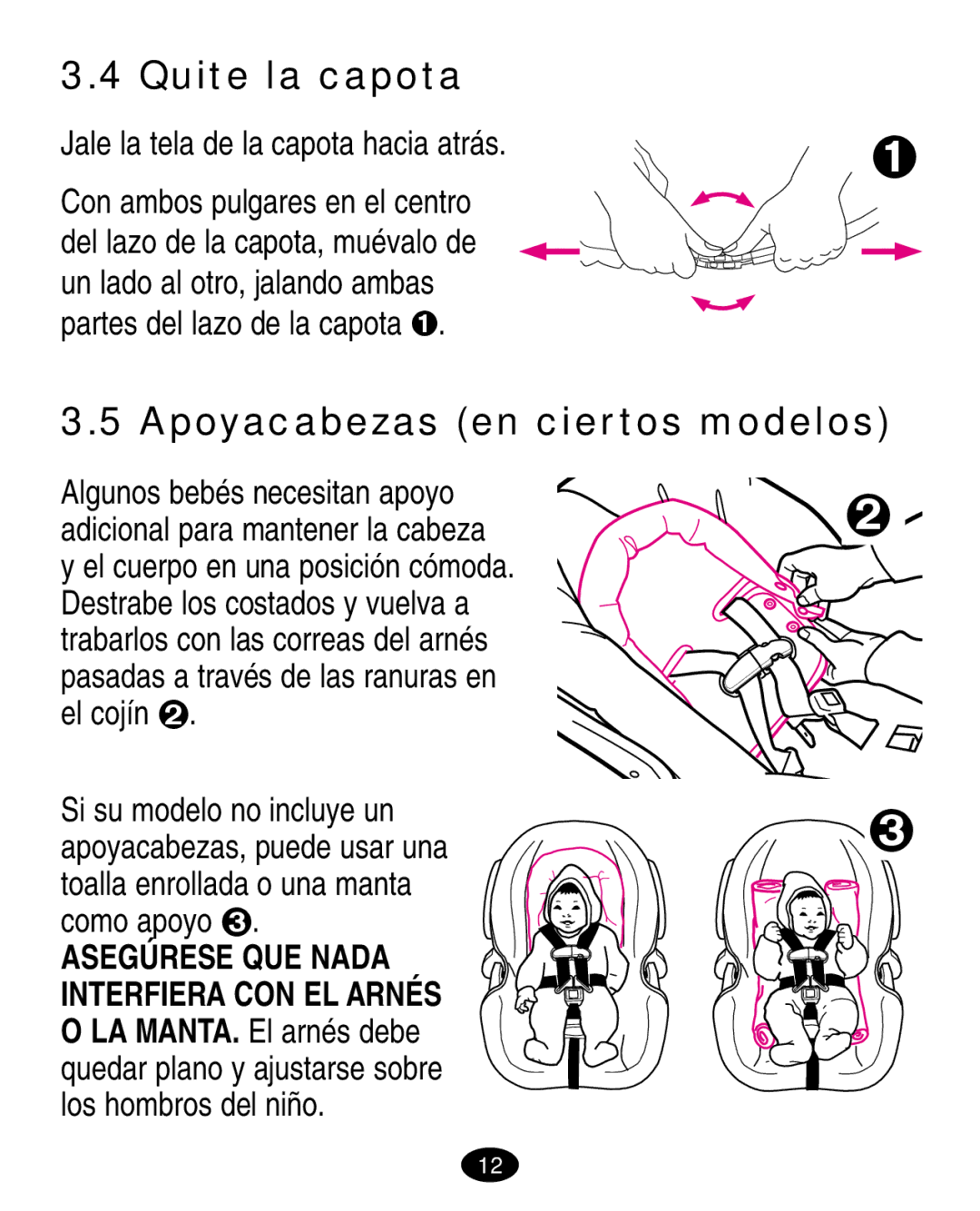 Graco ISPA003AA manual Quite la capota, Apoyacabezas en ciertos modelos 