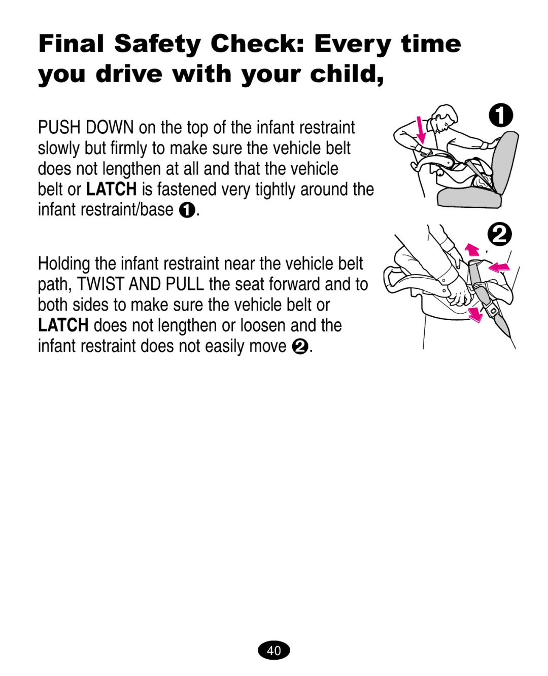 Graco ISPA003AB manual Final Safety Check Every time you drive with your child 