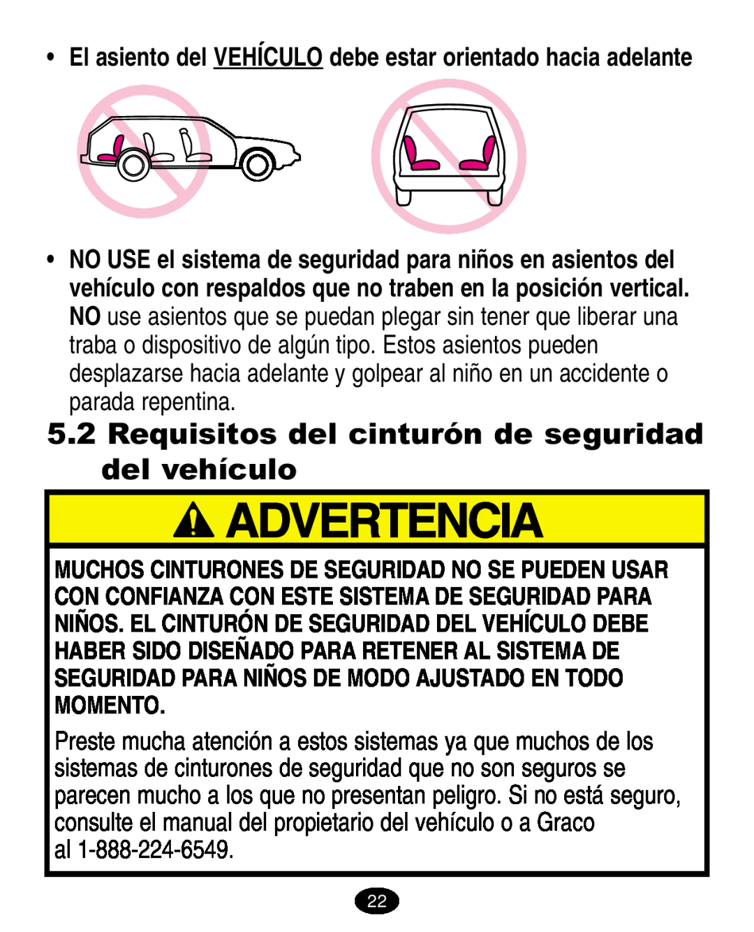 Graco ISPA005AA manual Requisitos del cinturón de seguridad del vehículo 