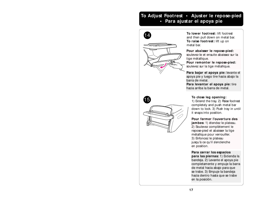 Graco ISPA008AA manual Pour remonter le repose-pied 