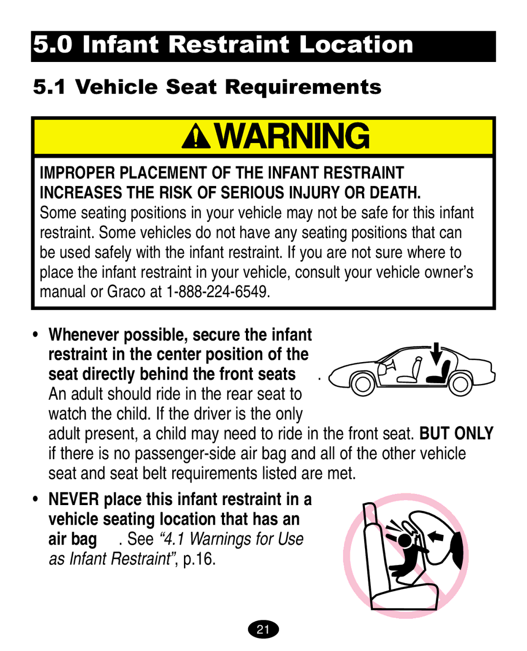 Graco ISPA008AA manual Infant Restraint Location, Vehicle Seat Requirements 