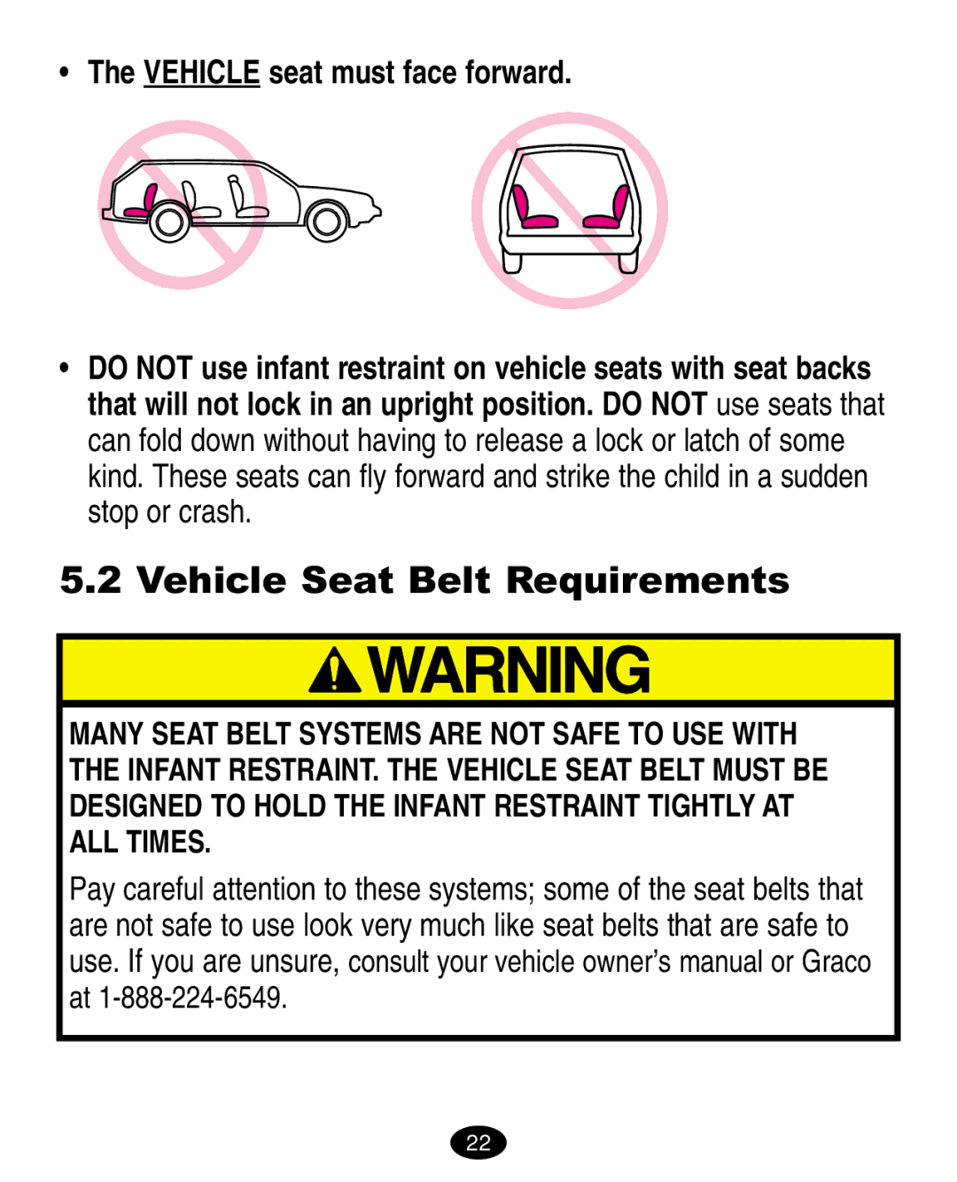 Graco ISPA008AA manual Vehicle Seat Belt Requirements, Vehicle seat must face forward 