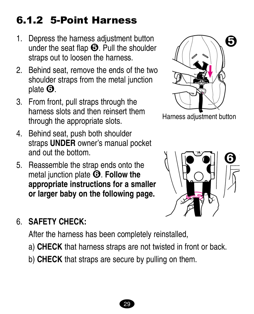 Graco ISPA008AA manual 2 5-Point Harness, After the harness has been completely reinstalled 