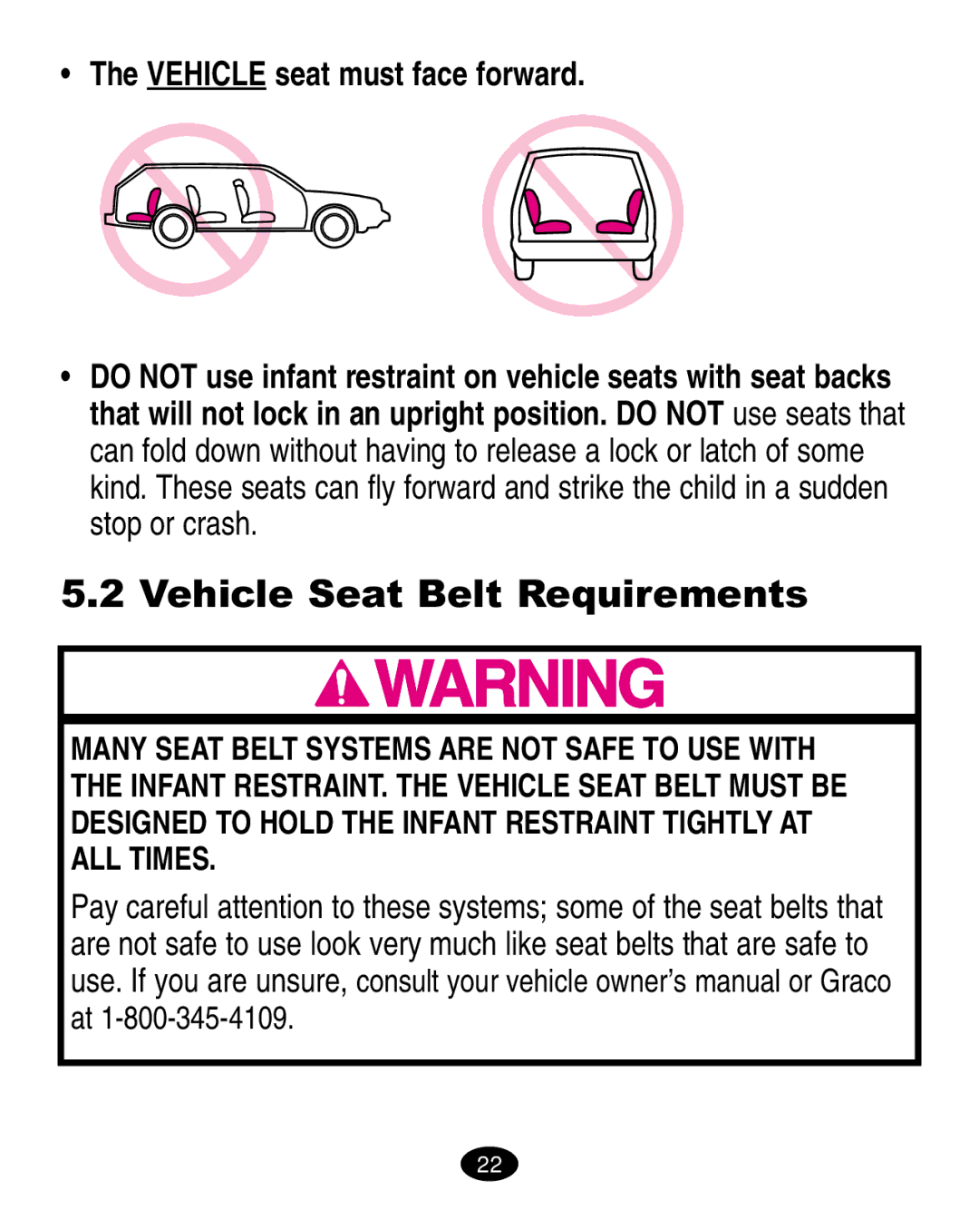 Graco ISPA010AB manual Vehicle Seat Belt Requirements, Vehicle seat must face forward 