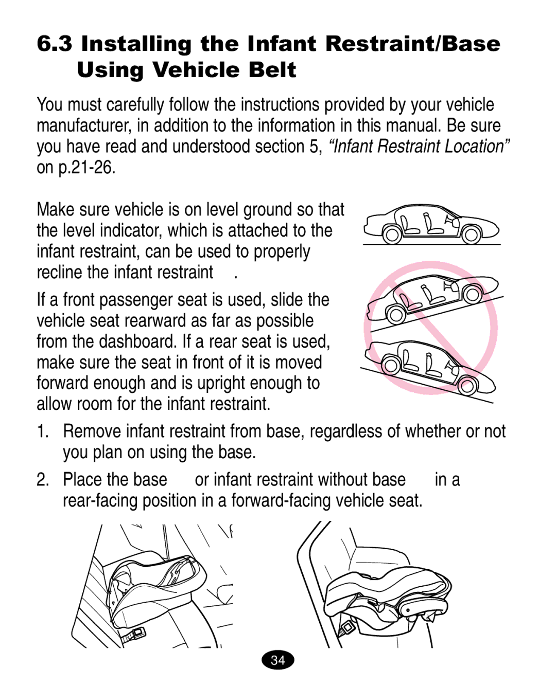 Graco ISPA010AB manual  , Installing the Infant Restraint/Base Using Vehicle Belt 