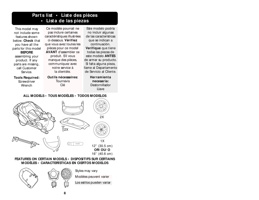 Graco ISPA010AB manual Parts list Liste des pièces Lista de las piezas, Verifique que tiene 